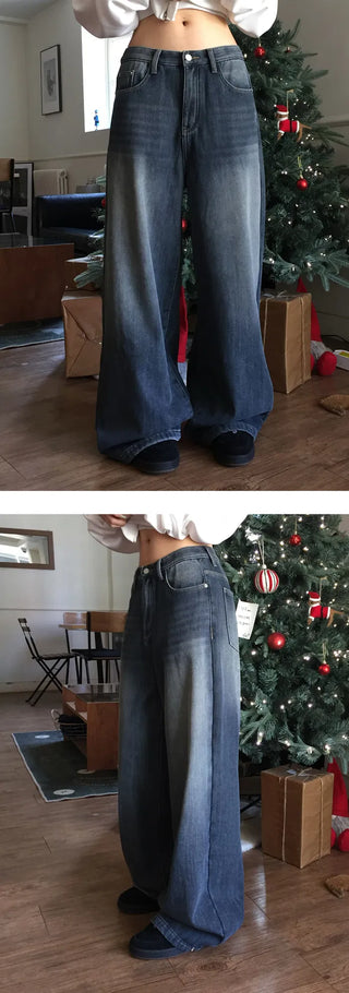 Folder Hem Snap Two-Way Faded Denim Pants - 4 Colors
