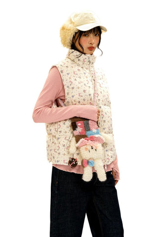 [Moromoro2] Reversible Bunny Print Down  Vest/Jacket