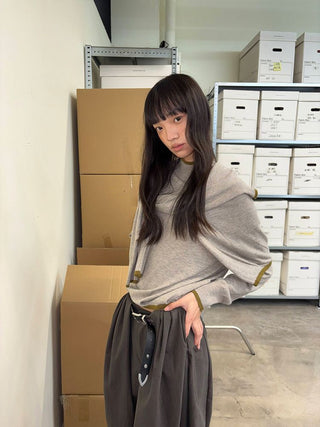 [NeverSeez] High-neck Color-block Knit Sweater