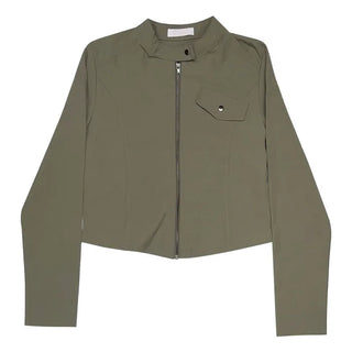 Cropped nylon biker jacket