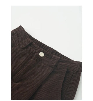 Corduroy pleated wide-leg pants