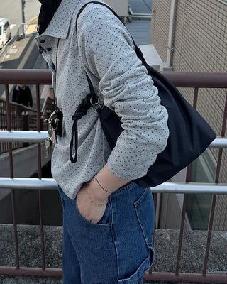 [8th Re-release] (ORIGINAL) Medium Drawstring Shoulder Bag (black)