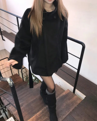 HIGH NECK BELTED HALF COAT (3color)
