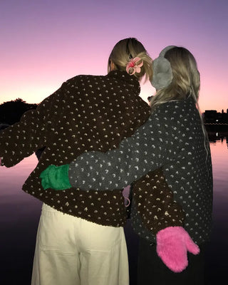 Dot fleece zip-up