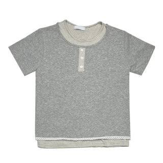 (2 colors) Striped Layered Short-Sleeve T-Shirt