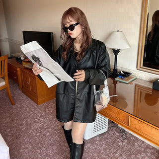 Loose leather jacket