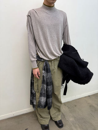 [NeverSeez] High-neck Color-block Knit Sweater