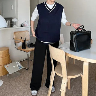 V-neck knit vest