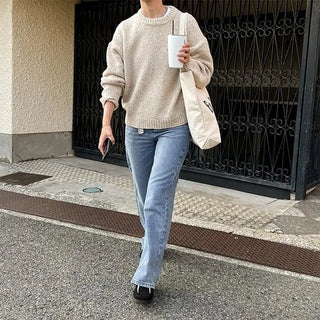 Straight denim pants