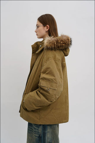 [MASONPRINCE] Fur-Collar Padded Parka Jacket