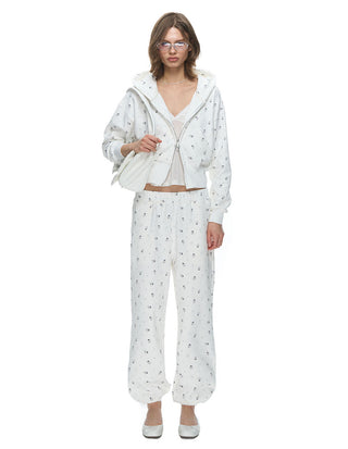 [NECY] Mimora Allover Print Hoodie Jacket & Sweatpants Set