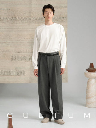 [CULTUM] Wool Blend High-Waist Tapered Trousers