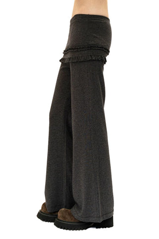 [Moromoro2] Lace Trim Layered Flare Pants