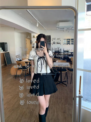 [2pcs] Tweed Ribbon Sleeveless Cardigan Set