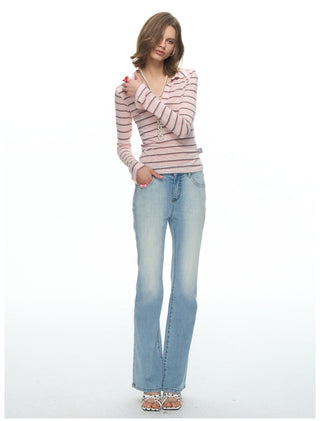 [NECY] Light Washed Flare Jeans