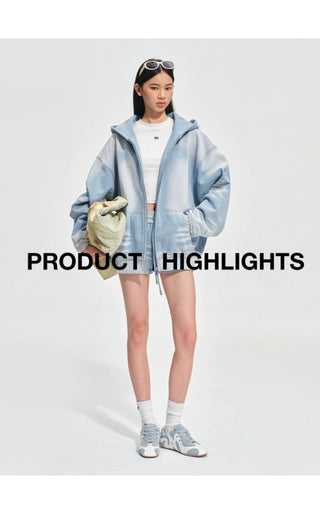 [NOTAWEAR] Sand Washed Hooded Zip-Up  Sweatshirt