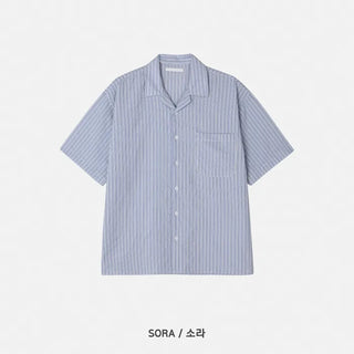 Striped short-sleeved shirt
