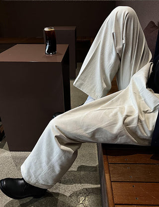 Soft Cotton Double-Pleated Elastic Pants (3 colors)
