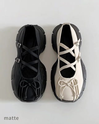 Platform Mary Jane Ribbon Platform Loafer Sneakers (2 colors)