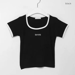 neon ribbed slim T-shirt