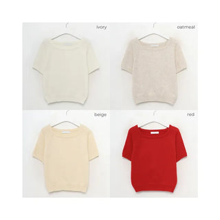 U-neck short-sleeved knit