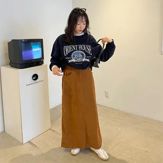 Corduroy A-line skirt