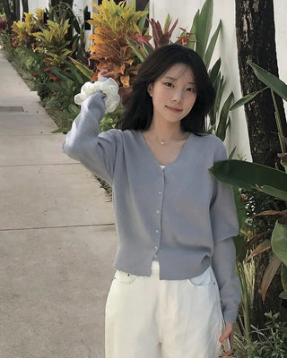 (9 colors) Washable fluffy knit cardigan