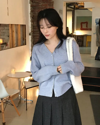 (3 colors) Back Point Argyle Cardigan