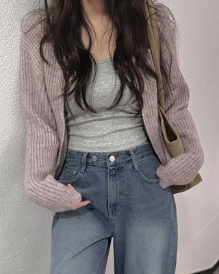 (short/basic/long) Two-button wide denim pants