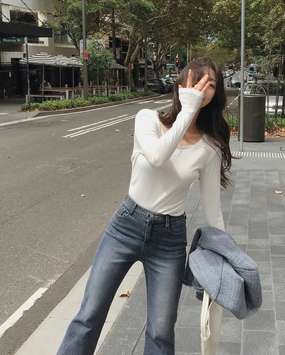 (short/basic/long) Elasticated semi-bootcut pants