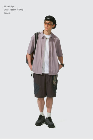 [Monterest] Arc Seam Short Sleeve Layered Shirt
