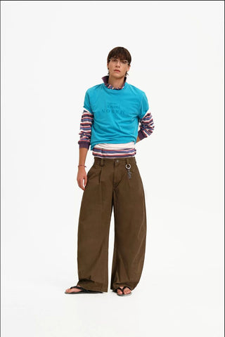 [MASONPRINCE] Curved Double Pleat Wide Pants