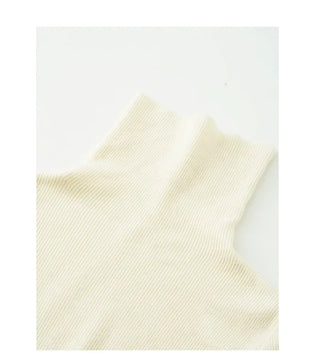Ribbed Turtleneck Basic Knit T-Shirt