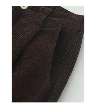 Corduroy pleated wide-leg pants