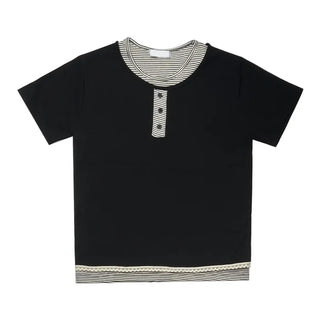 (2 colors) Striped Layered Short-Sleeve T-Shirt