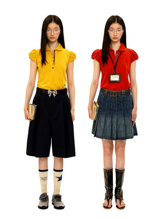 [Moromoro2] Slim Fit Polo Tee with Webbing  Placket