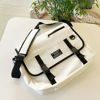 Canvas Zipper Big Cross Student Messenger Bag (2 colors)