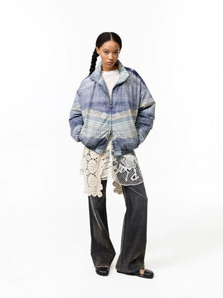 CONP Faux Lace Denim Quilted Jacket