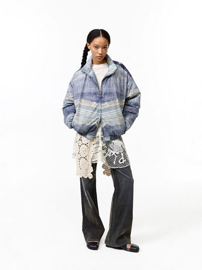 CONP Faux Lace Denim Quilted Jacket