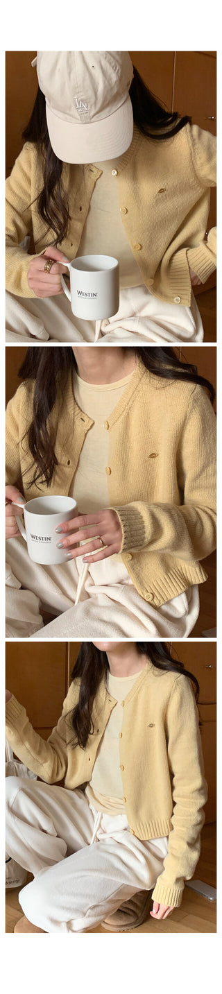 Cashmere round neck cardigan, 6 colors