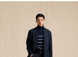 [CULTUM] Half-Zip Striped Cotton Knit Sweater