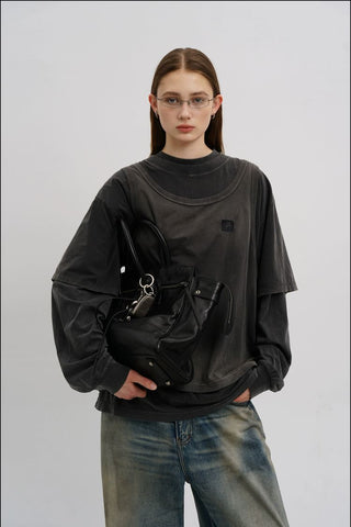 [MASONPRINCE] Washed Layered Long Tee / Hoodie