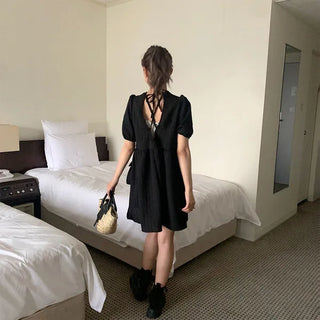 Pocket Point Back Ribbon Mini Dress