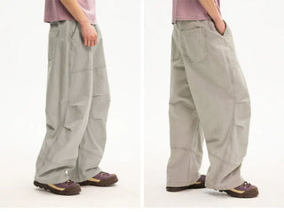 [Monterest] Washed Pleated Wide Leg Parachute Pants