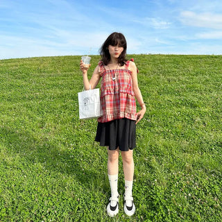 Checked camisole blouse