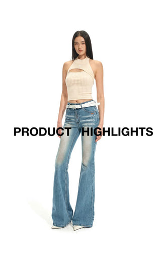 [NOTAWEAR] High-Waist Washed Slim Flare  Jeans