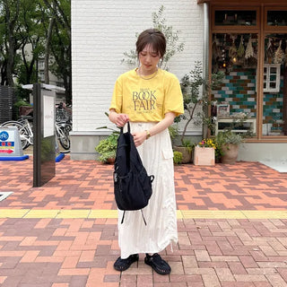 Side-shirred nylon skirt