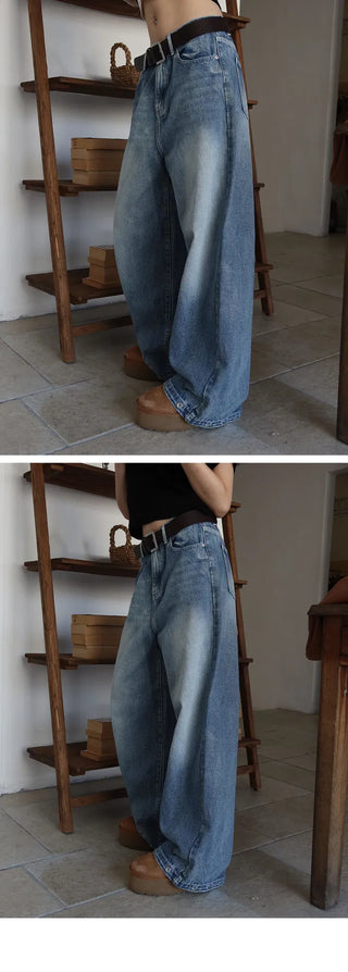 Folder Hem Snap Two-Way Faded Denim Pants - 4 Colors