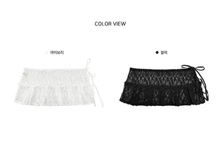 Finga Lace Pleated Wrap Layered Sk