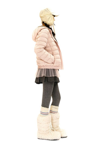 [Moromoro2] Lace Trim Hooded Down Jacket /  Vest